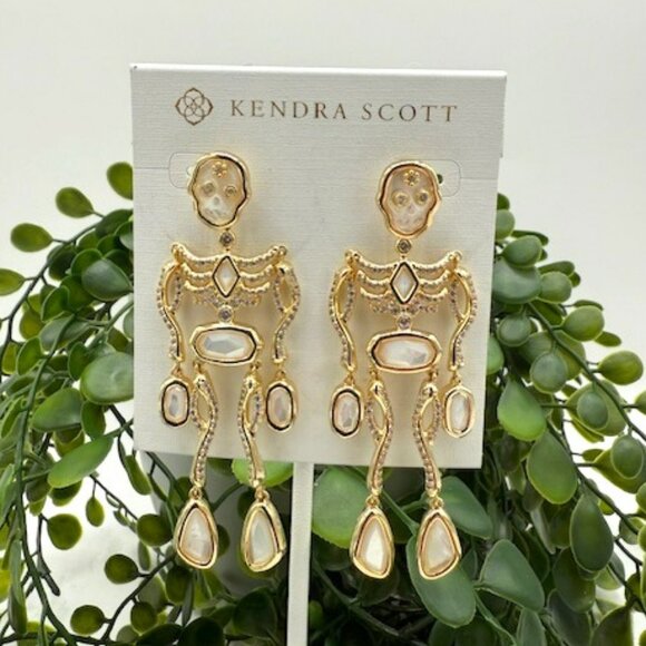 Kendra Scott Jewelry - Kendra Scott Gold Tone Halloween Skeleton/Skull Convertible Pierced Earrings